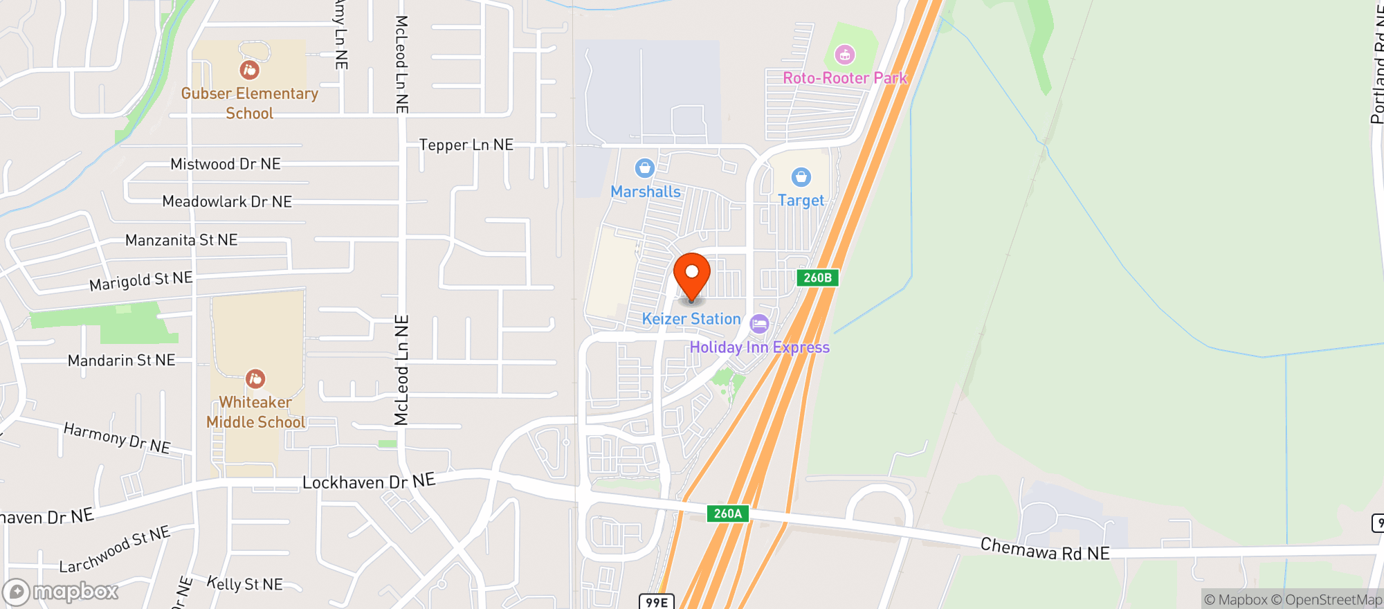 Map showing World Market Salem-Keizer