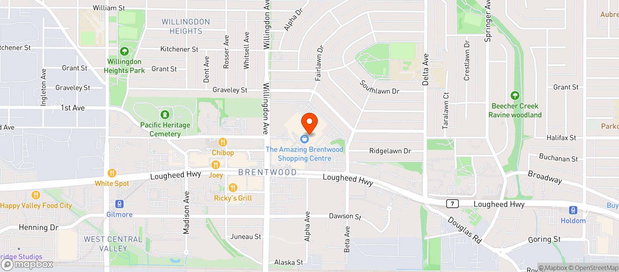 Map showing Earls Brentwood