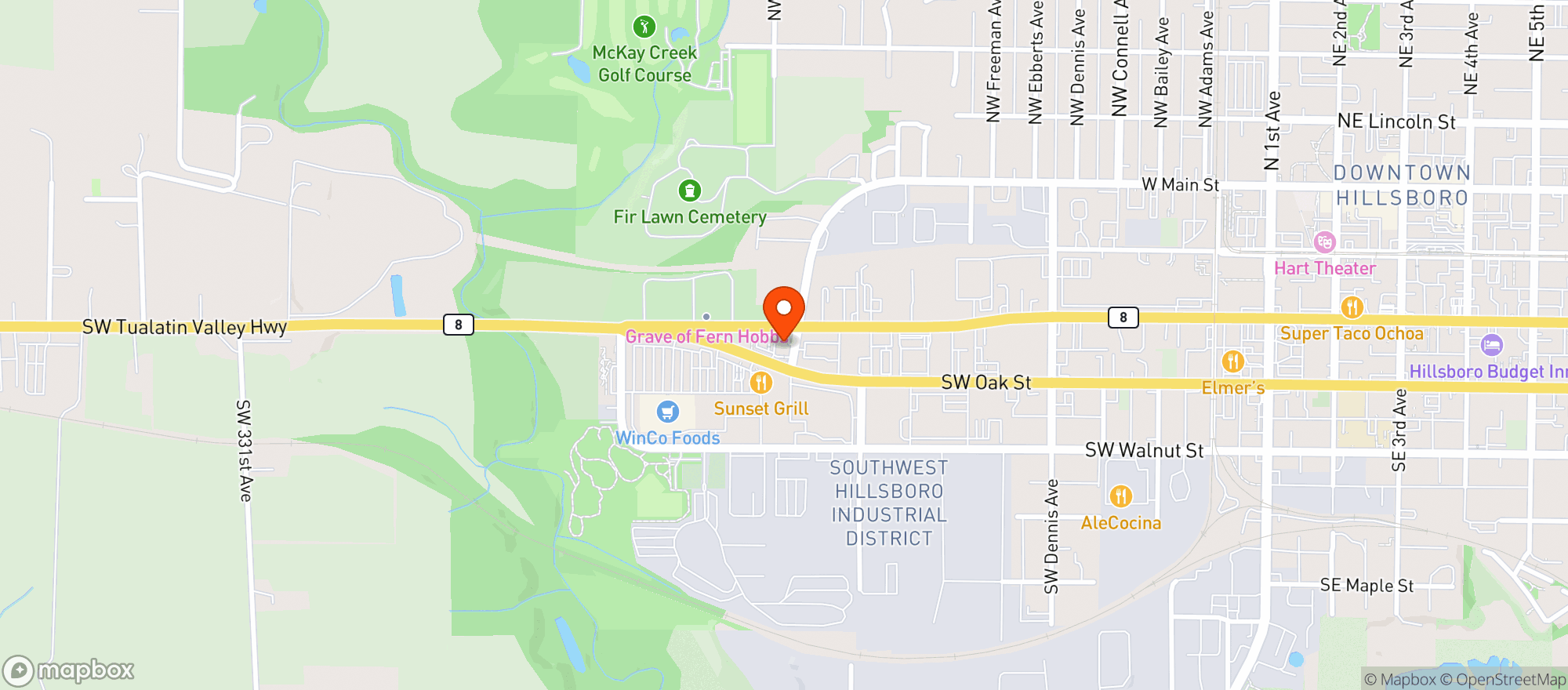 Map showing Green Cross - Hillsboro