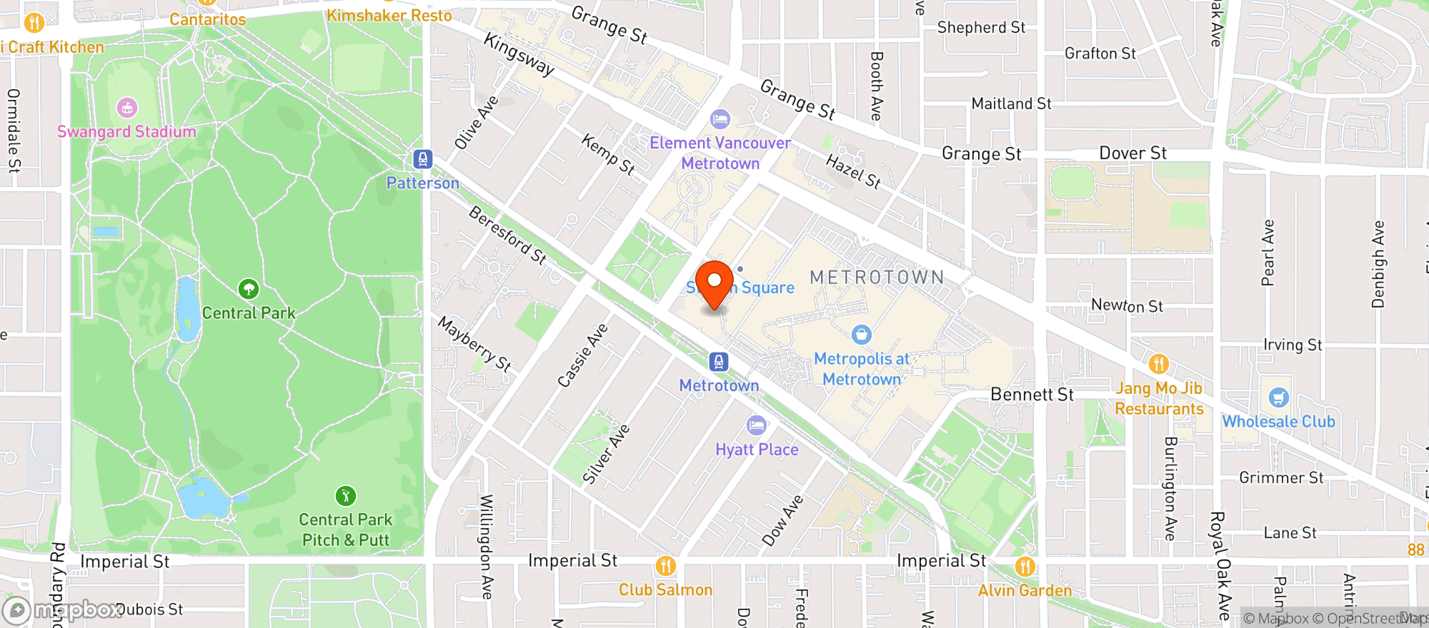 Map showing Boston Pizza
