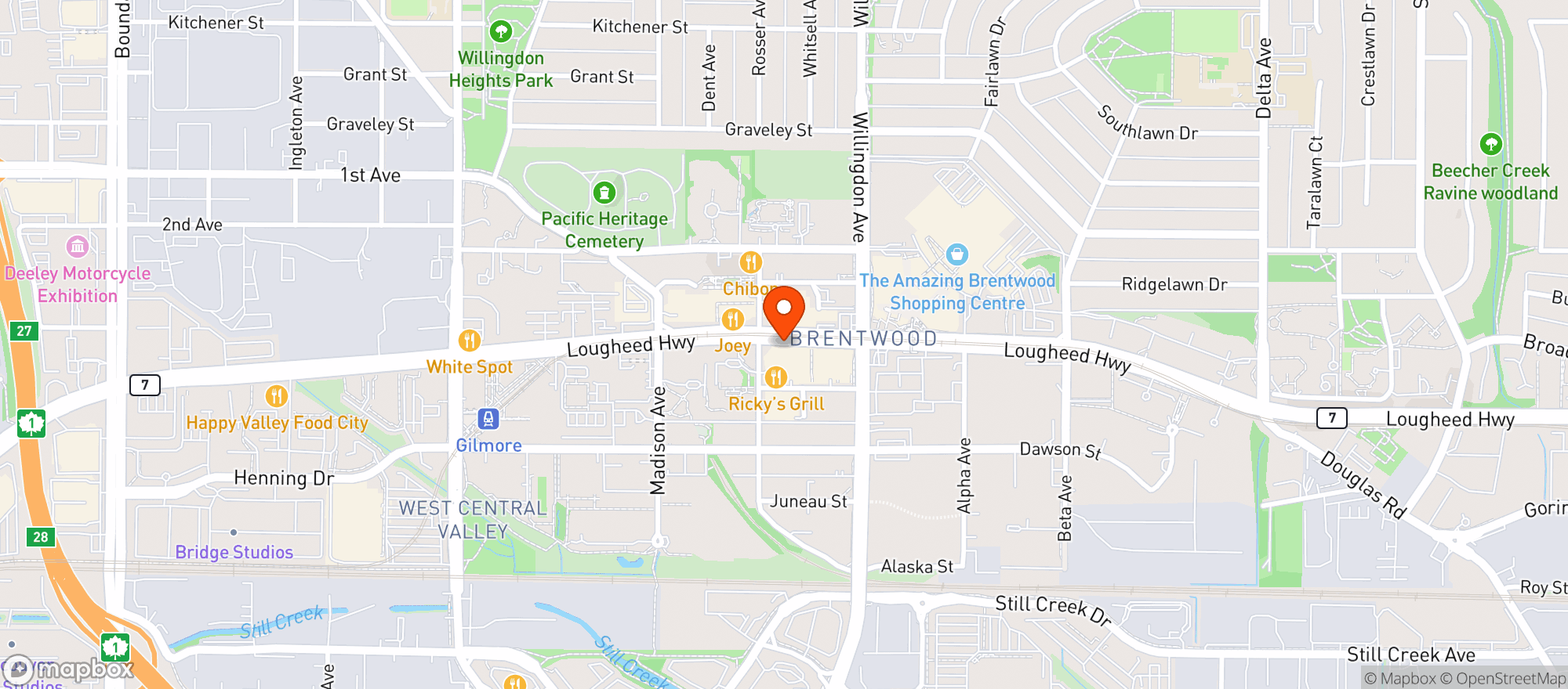 Map showing Whole Foods - Burnaby