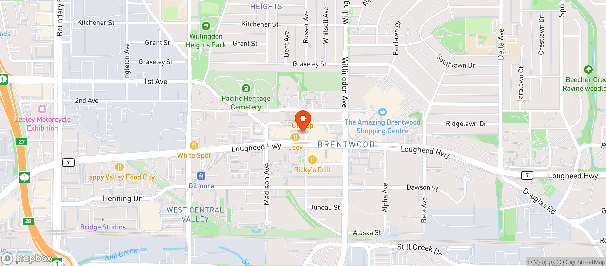 Map showing Joey Burnaby