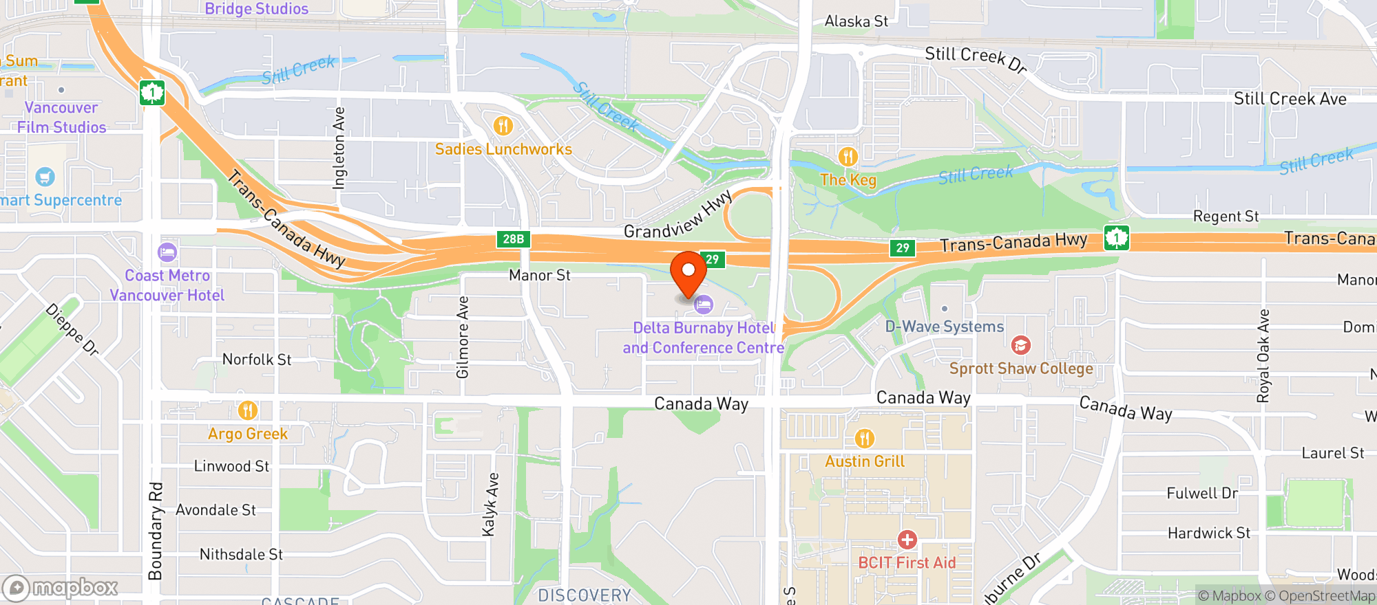 Map showing Grand Villa Casino Burnaby