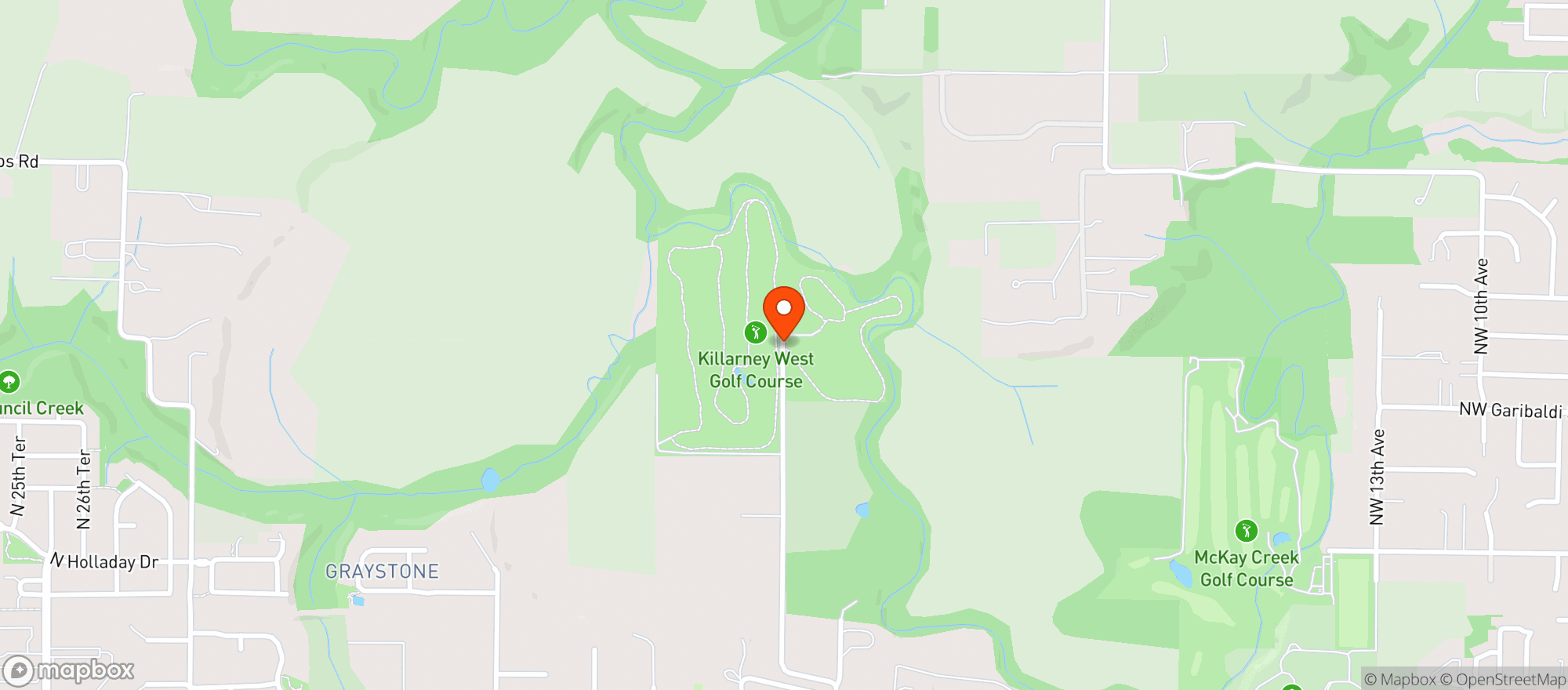 Map showing Killarney West Golf Cours