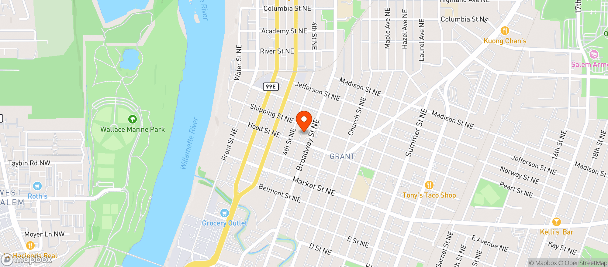 Map showing Top Hat Express