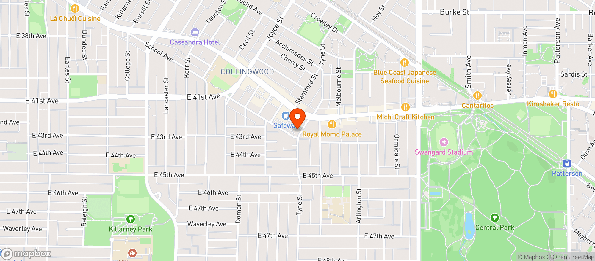 Map showing BCLIQUOR Collingwood Kingsway