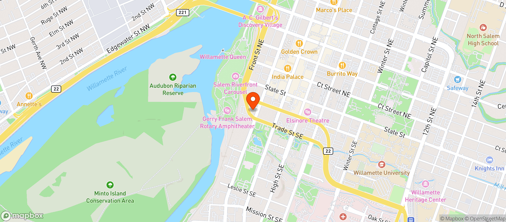 Map showing Downtown Salem Liquor #1231