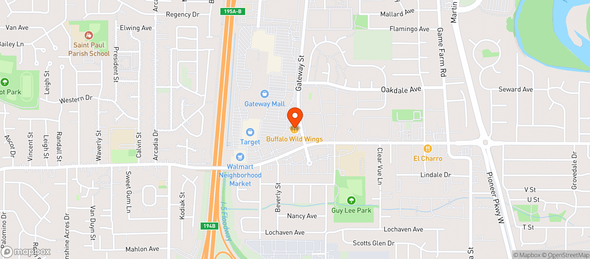Map showing Buffalo Wild Wings Gril #3657