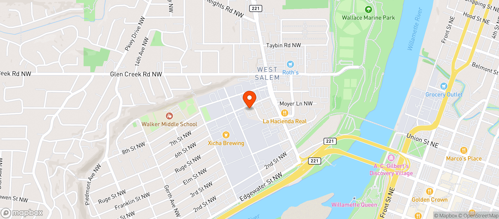 Map showing Alibi Bar & Grill