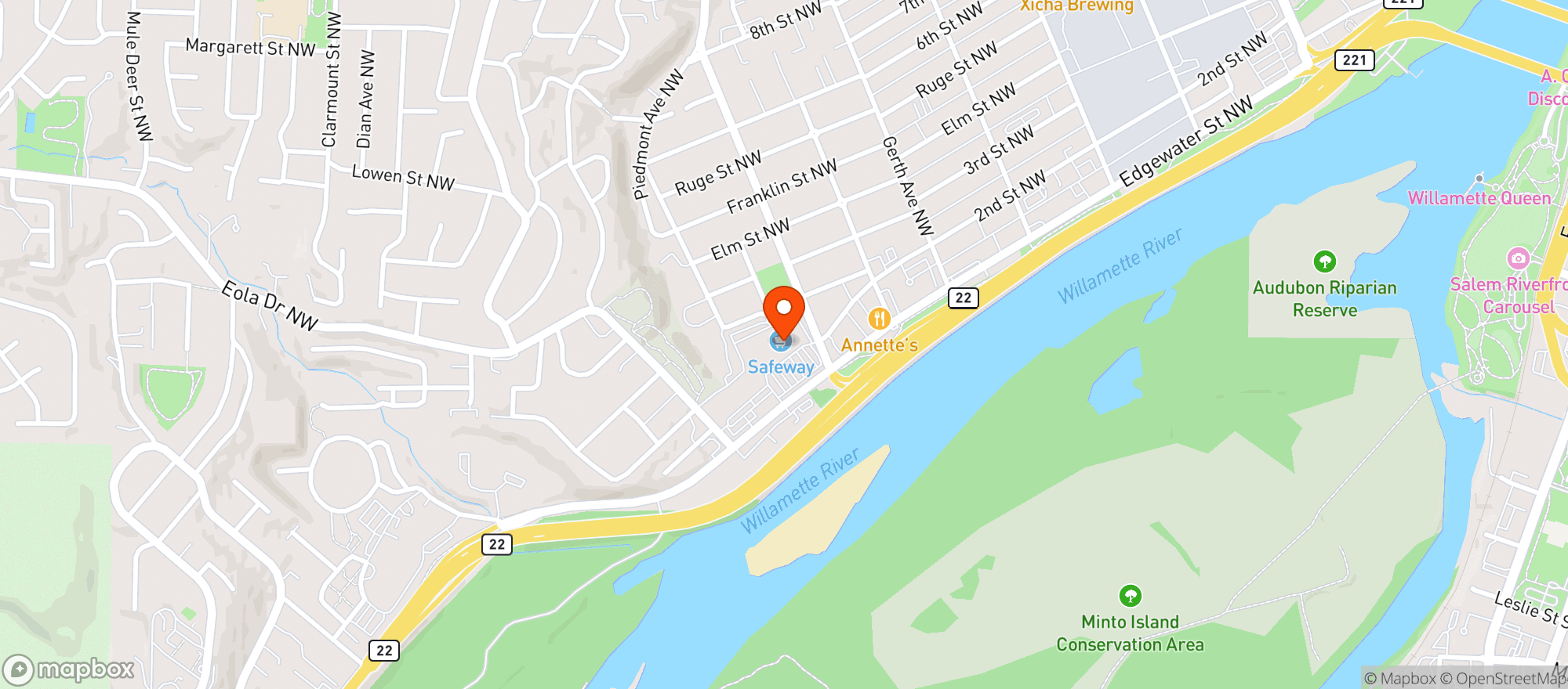 Map showing Safeway #412 Edgewater St