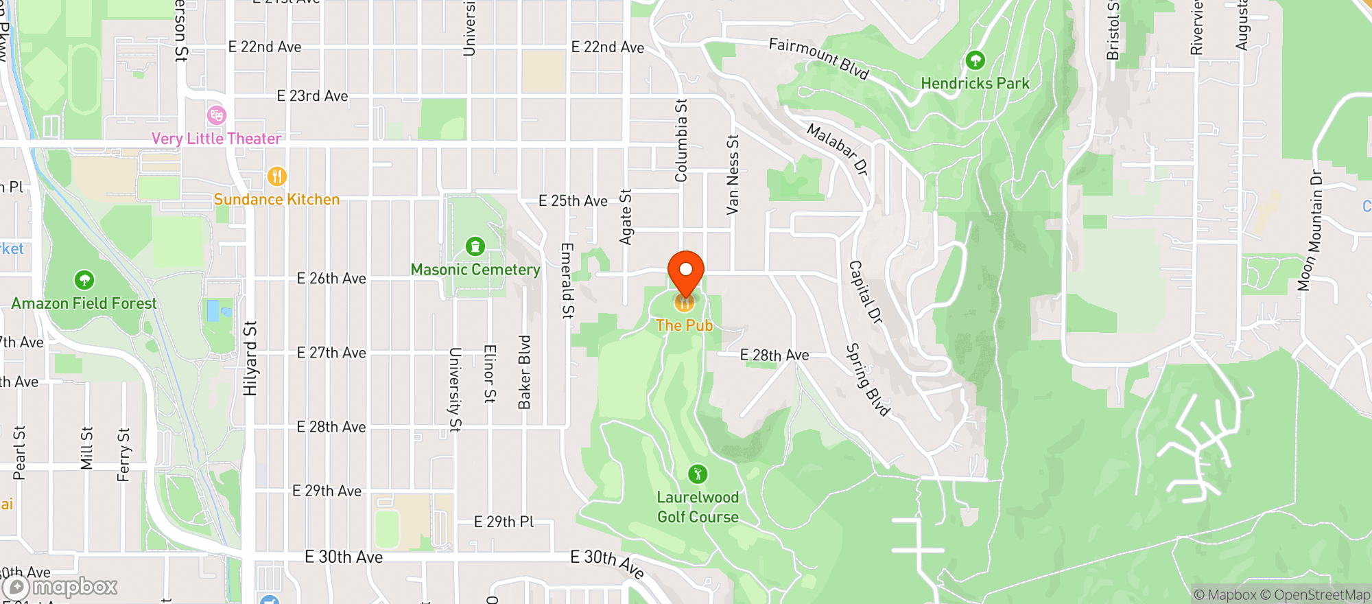 Map showing Laurelwood Golf Course