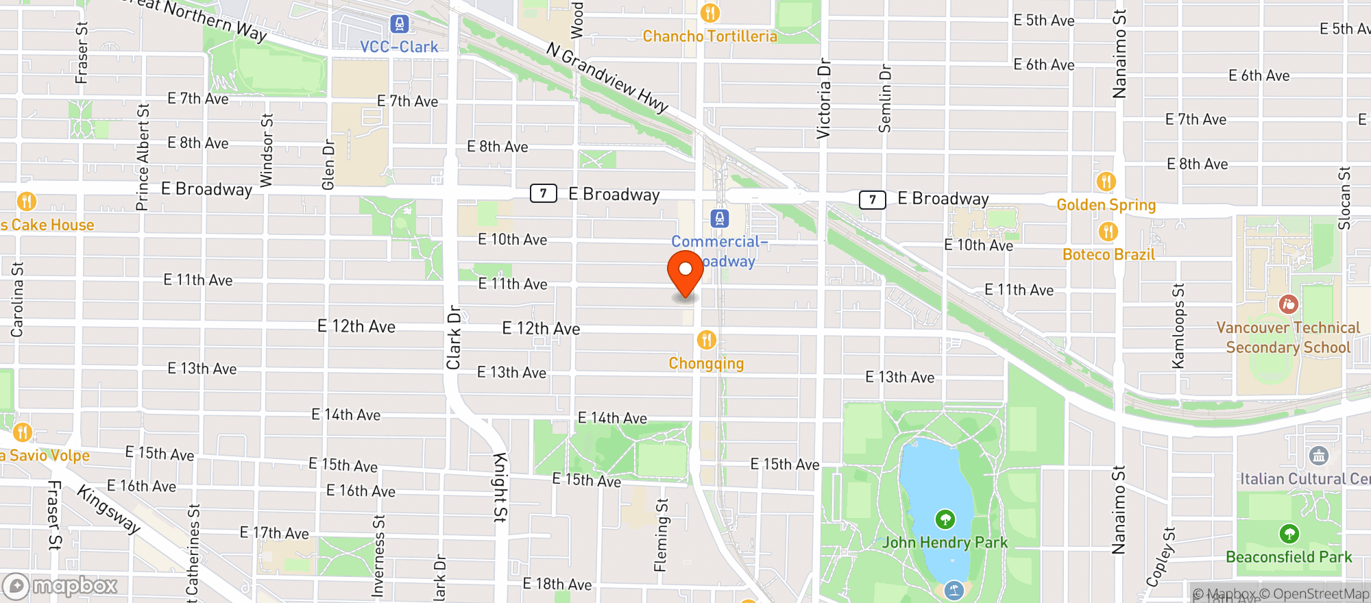 Map showing TOBY's LIQUOR STORE - Commercial Drive