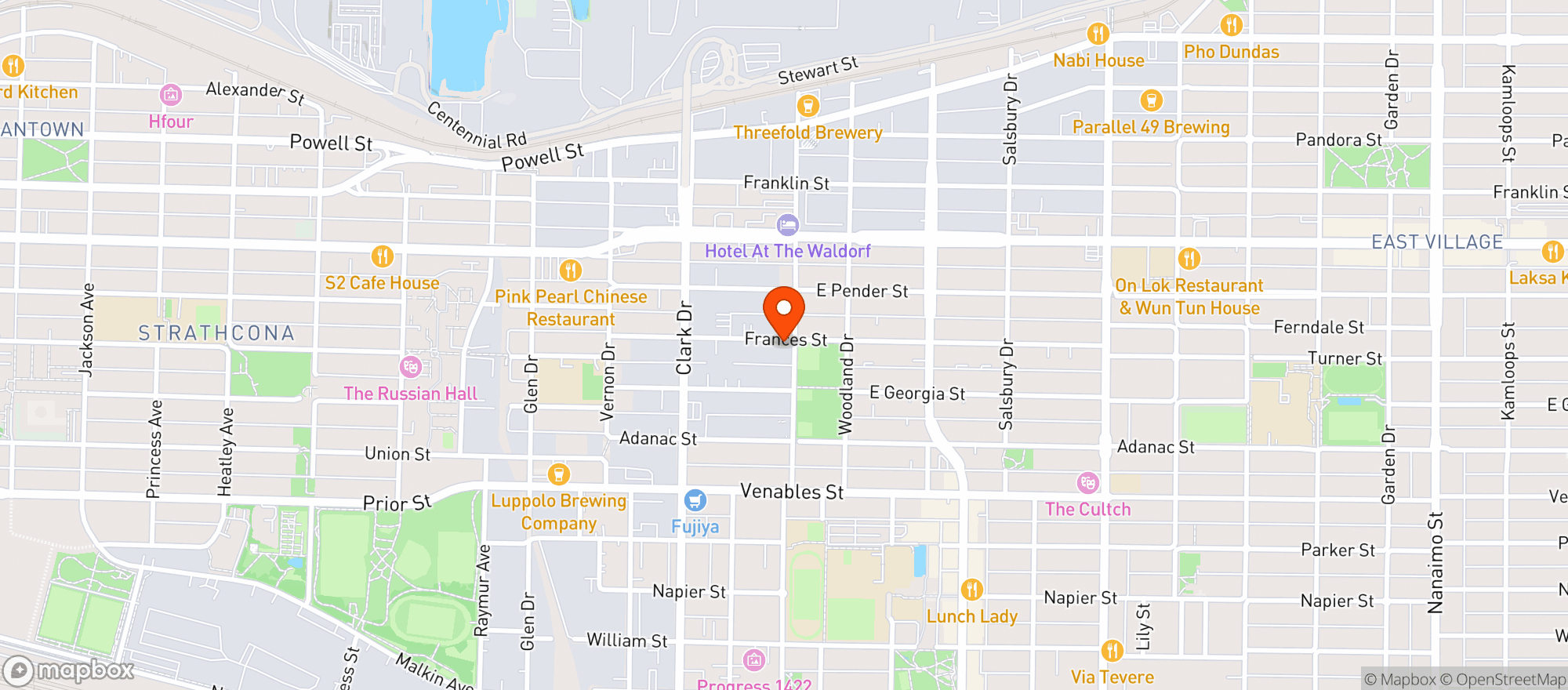 Map showing Doordash #54 - Frances St