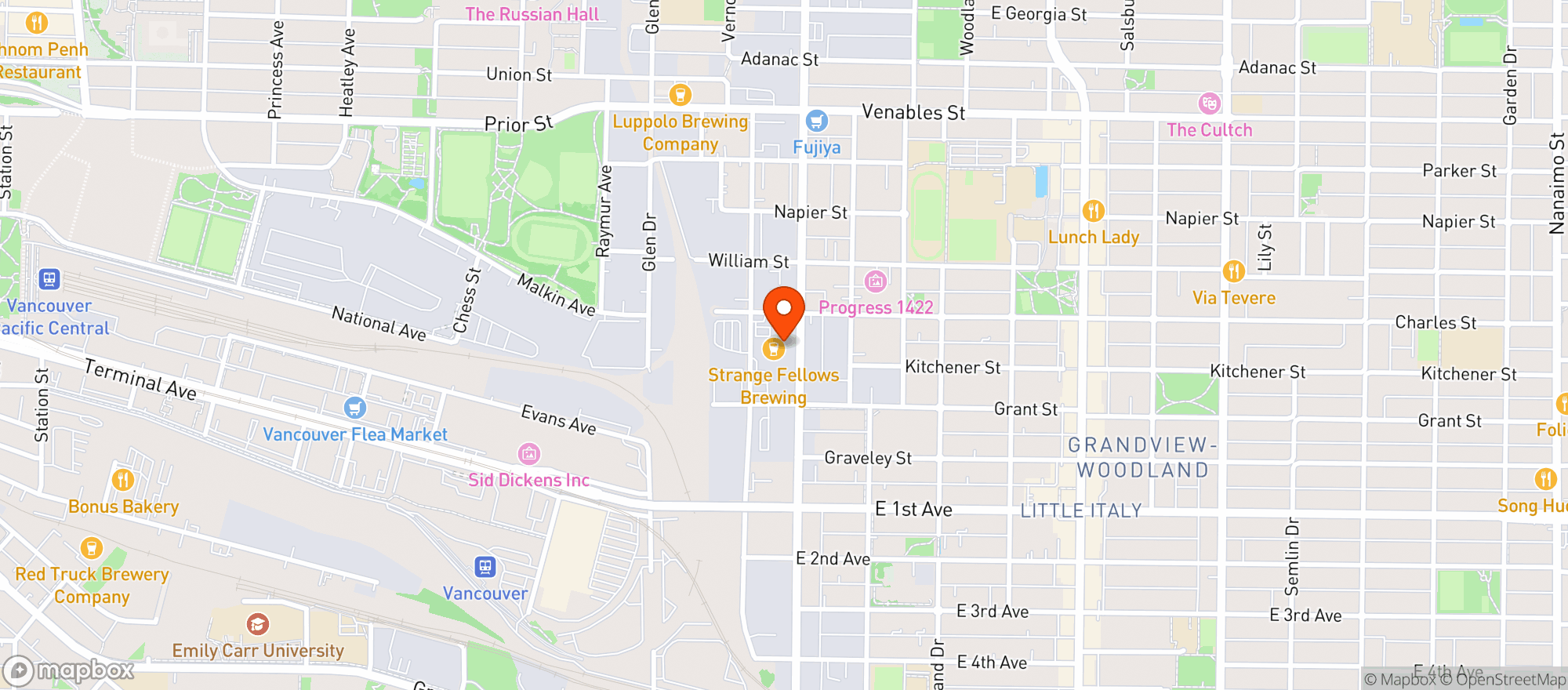 Map showing Strange Fellows Brewing