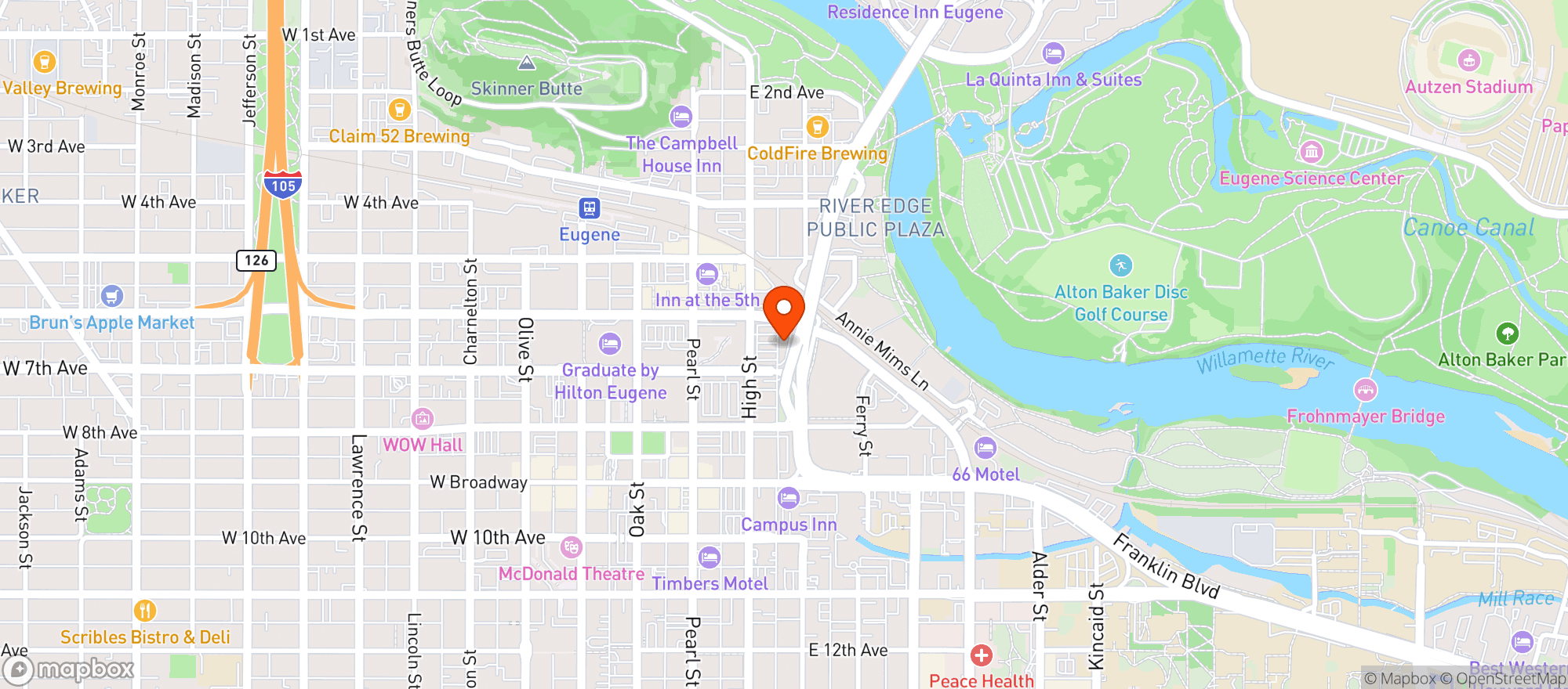 Map showing Good Times Cafe And Bar