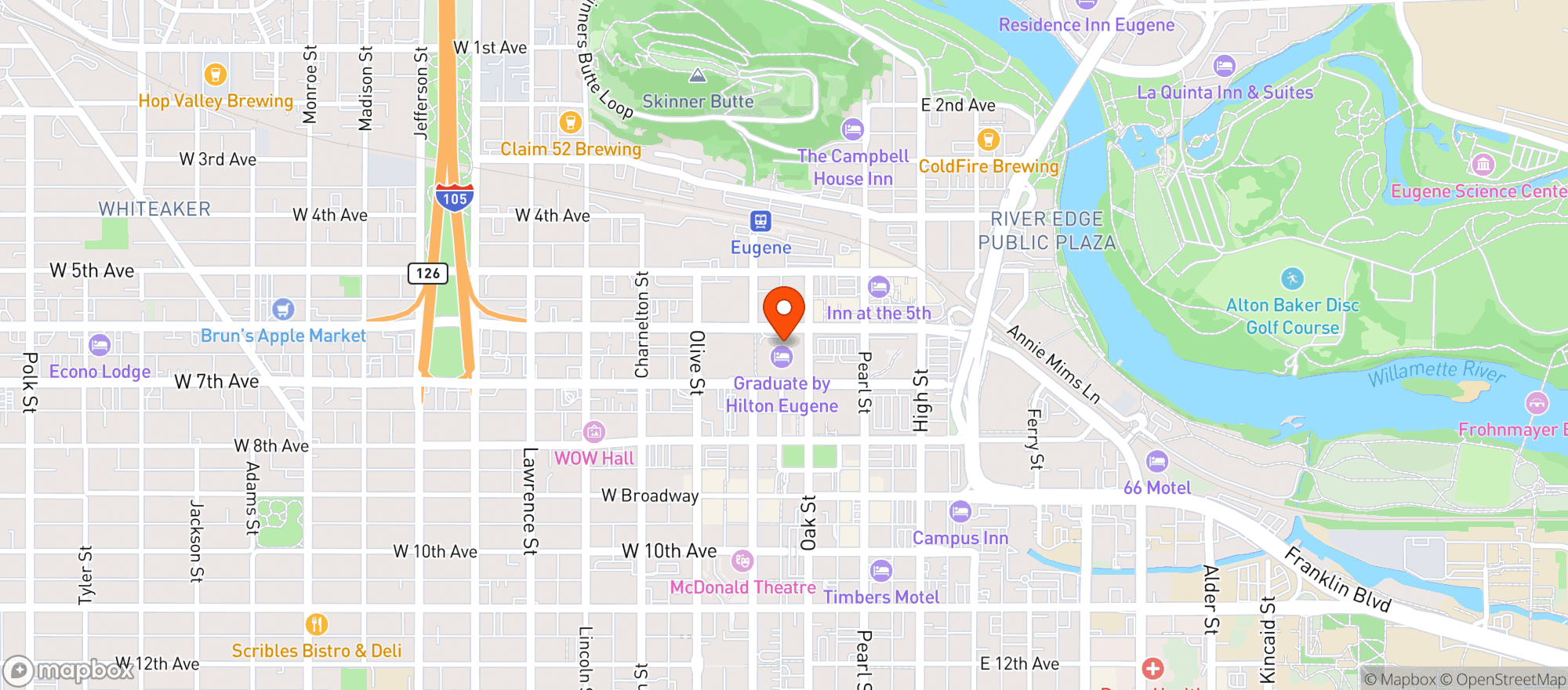 Map showing Graduate Hotel