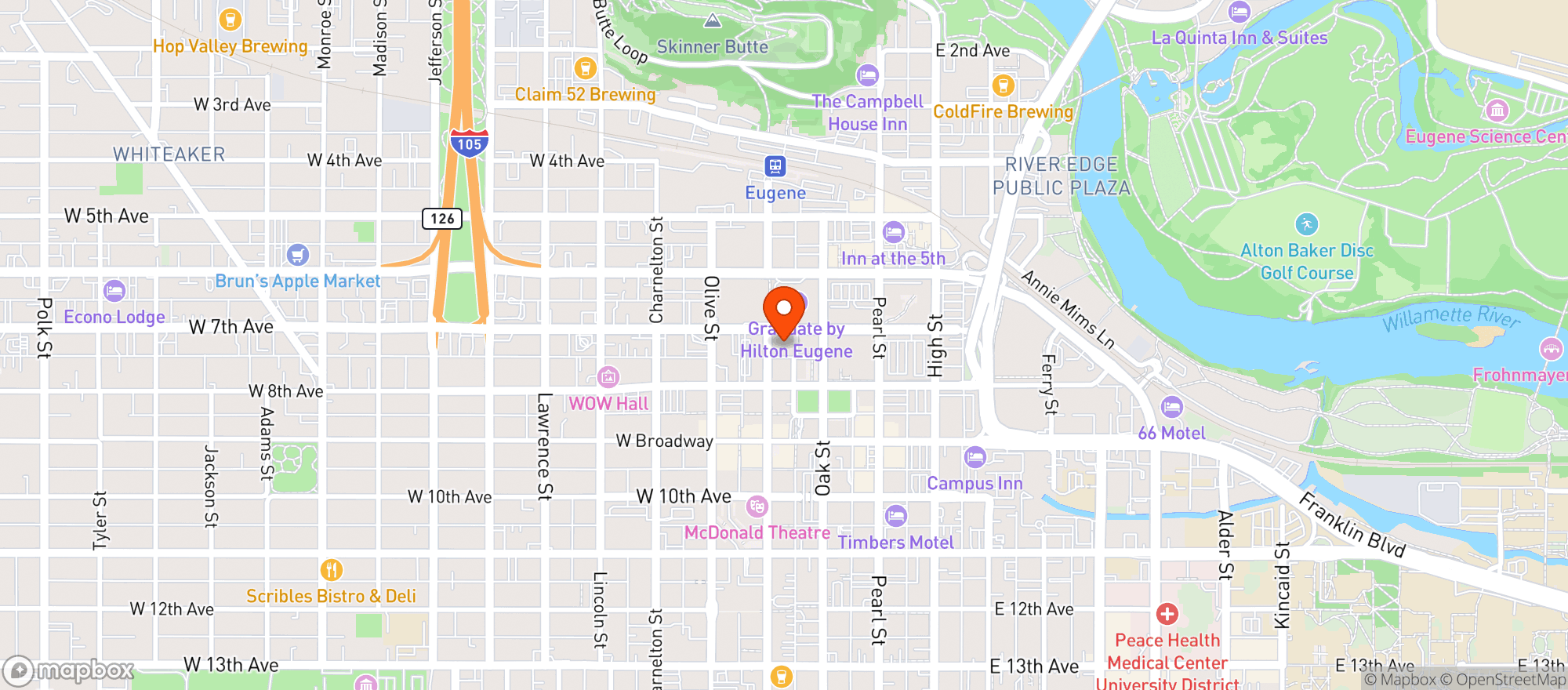 Map showing Olsen Run Comedy Club & Lounge