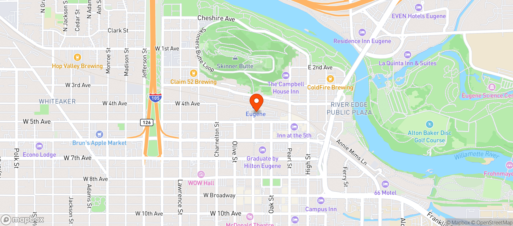 Map showing Jackalope Lounge