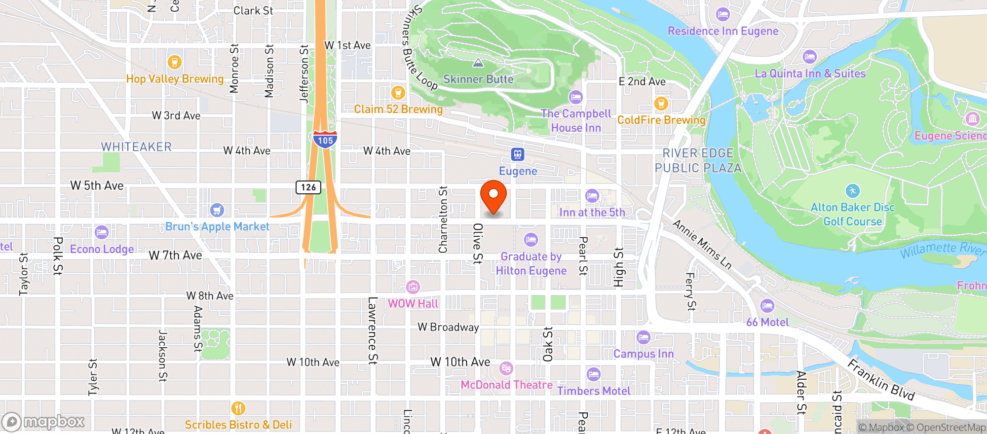 Map showing 6th Street Grill