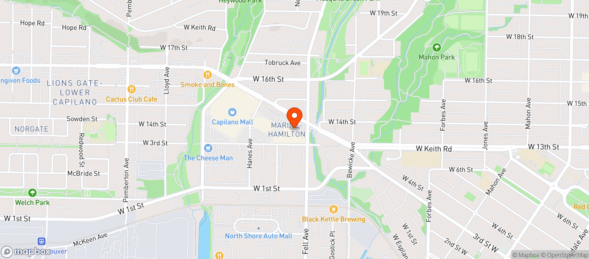 Map showing Choices Market North Vancouver