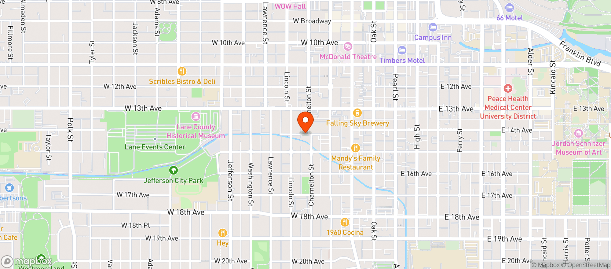 Map showing PEGASUS PIZZA