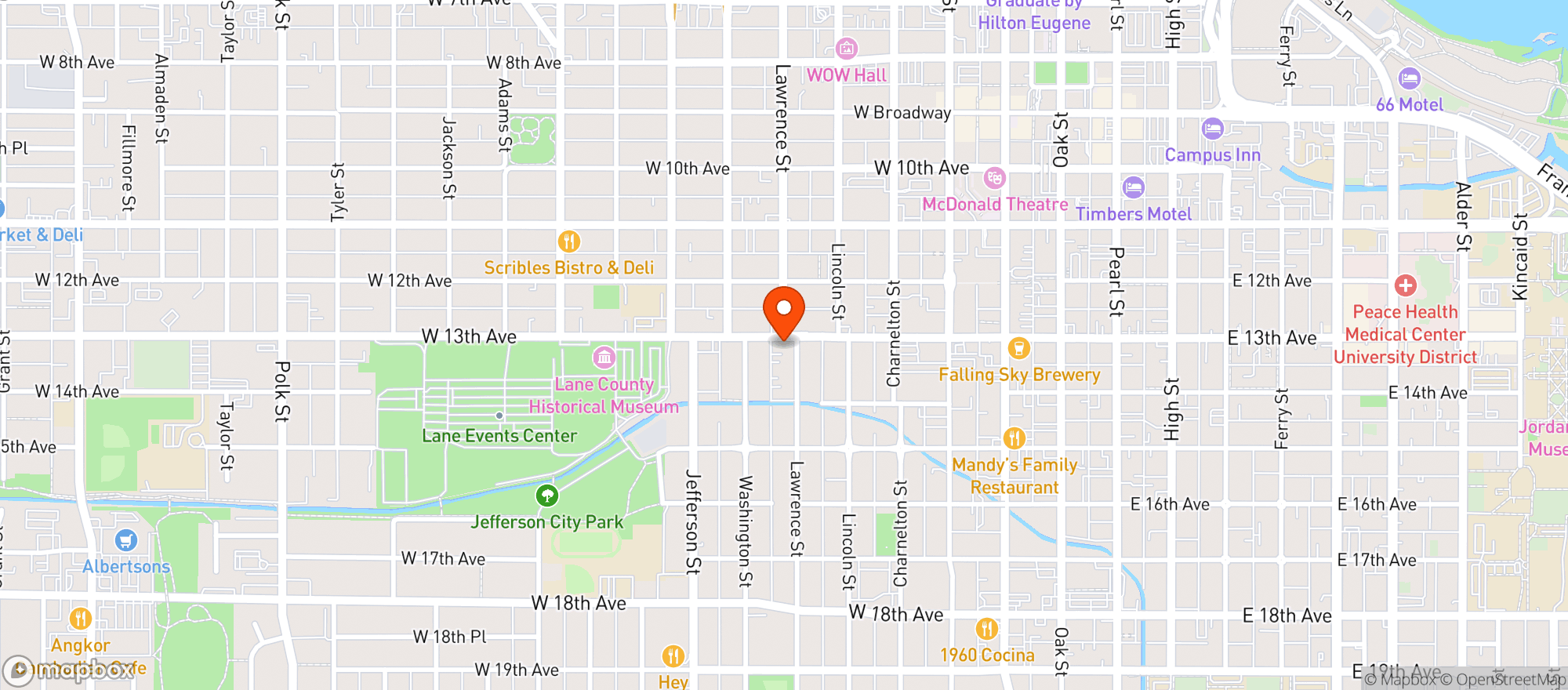 Map showing Hot Mama's Wings