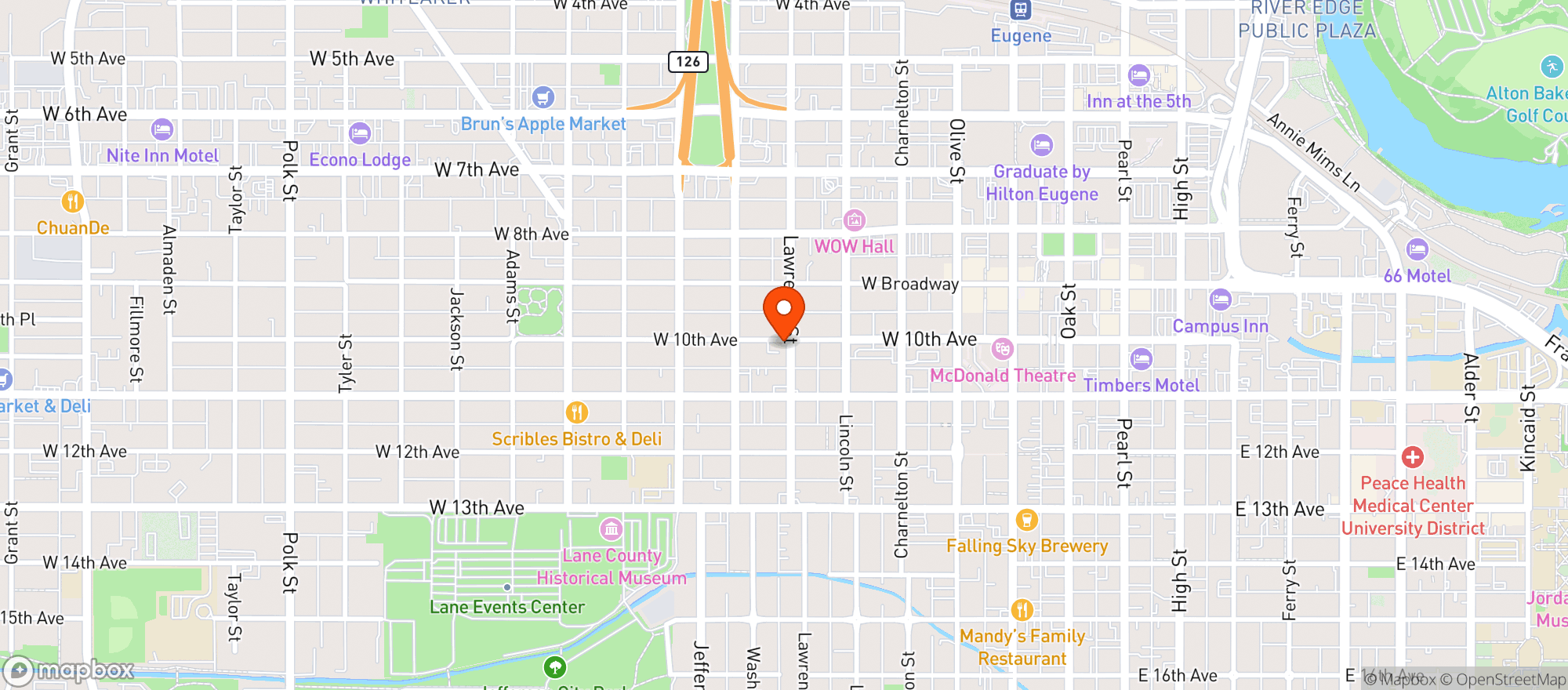 Map showing Downtown Liquor
