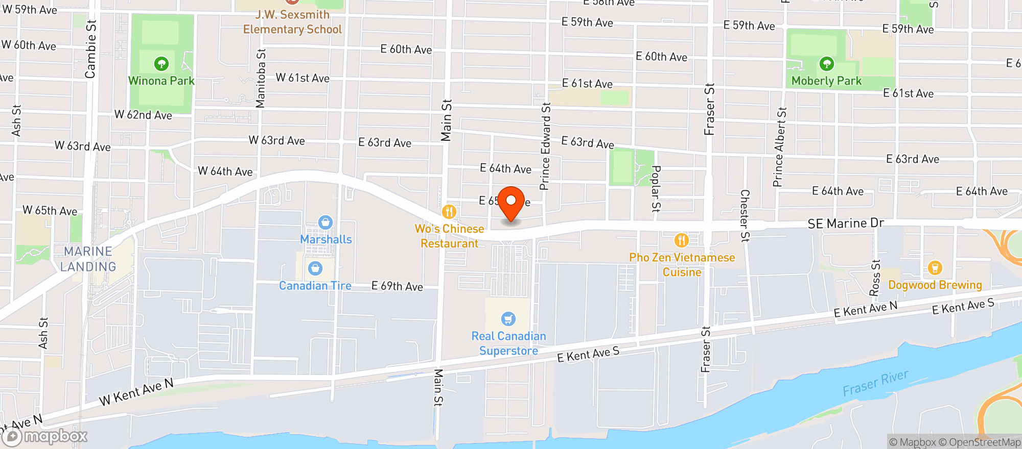 Map showing Real Canadian Superstore