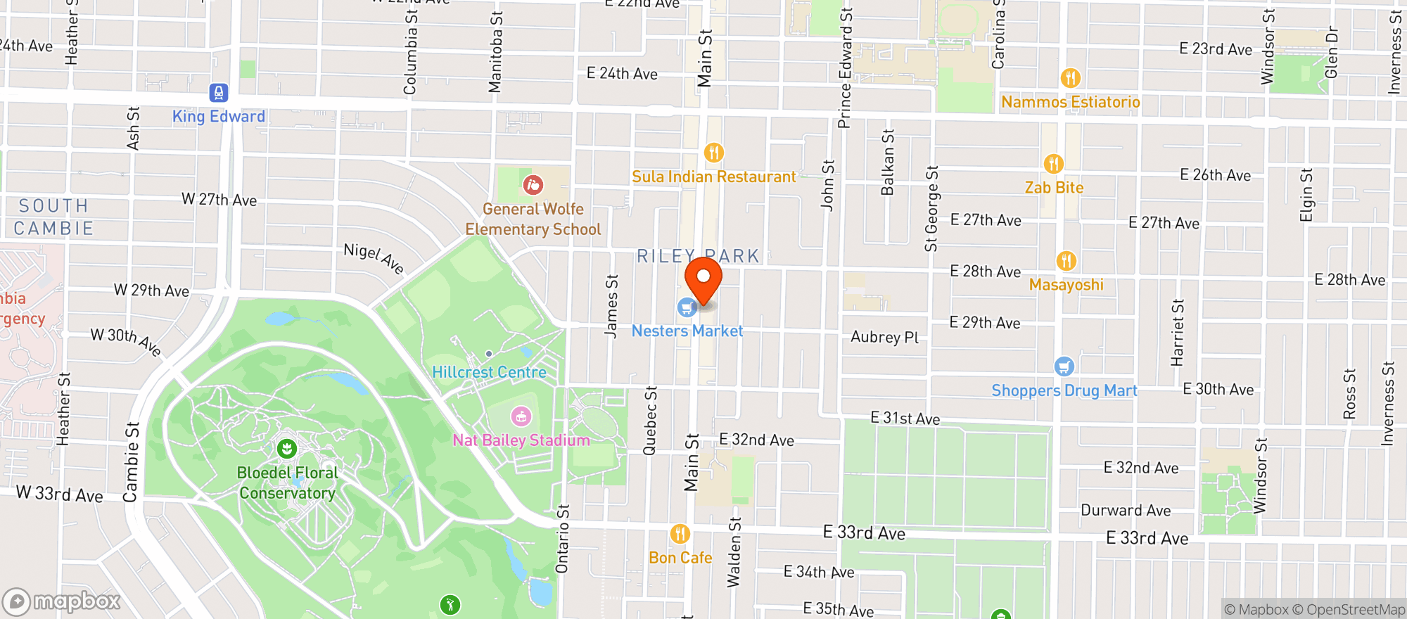 Map showing bbq Chicken & Pub Main ST