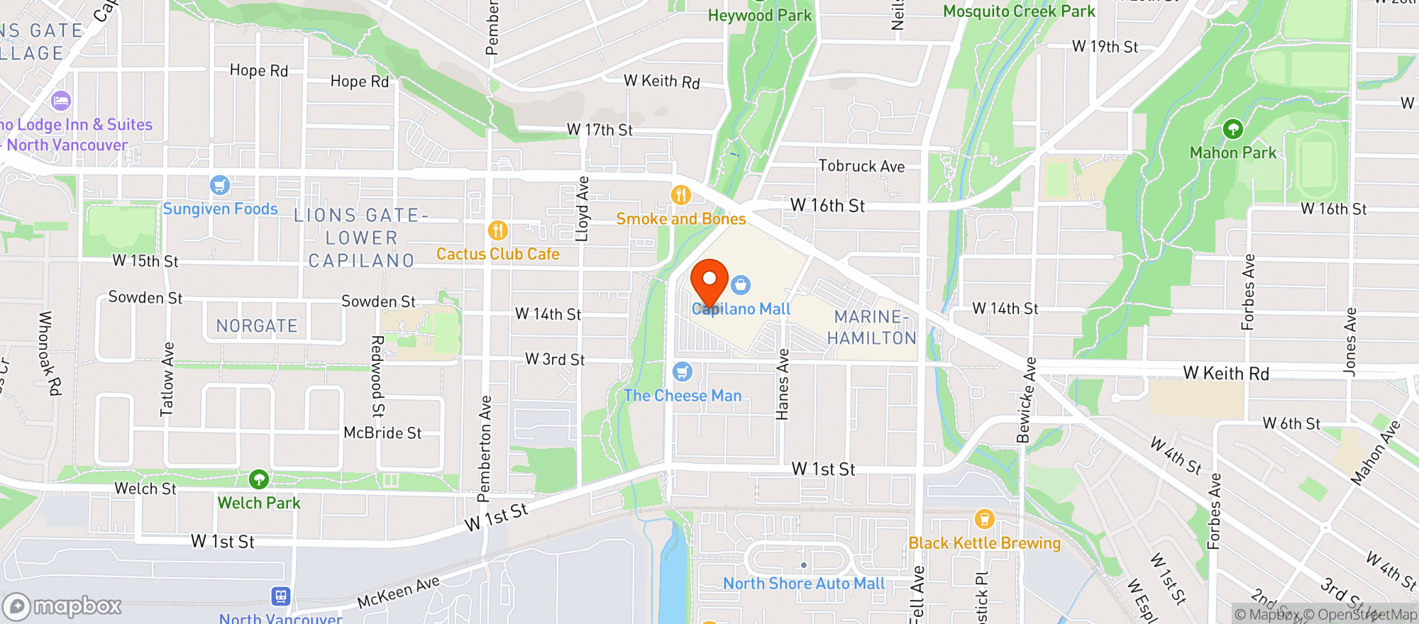 Map showing BCLIQUOR Capilano Mall