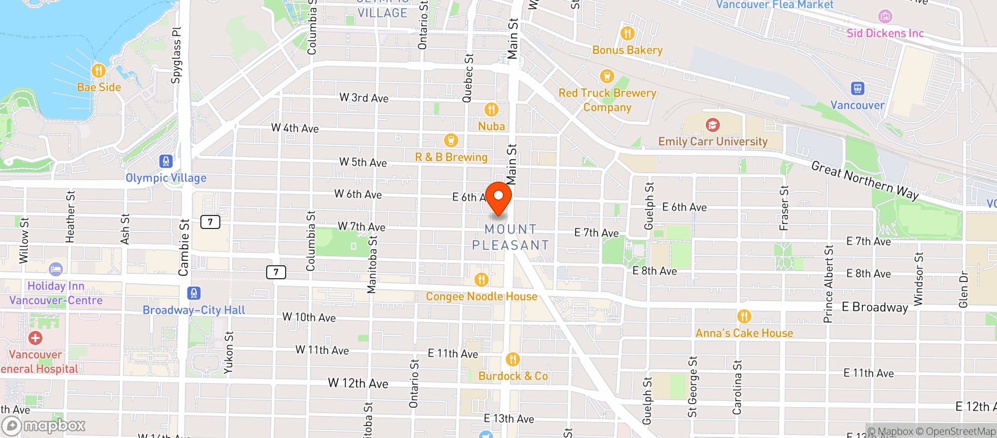 Map showing Steamworks Mount Pleasant