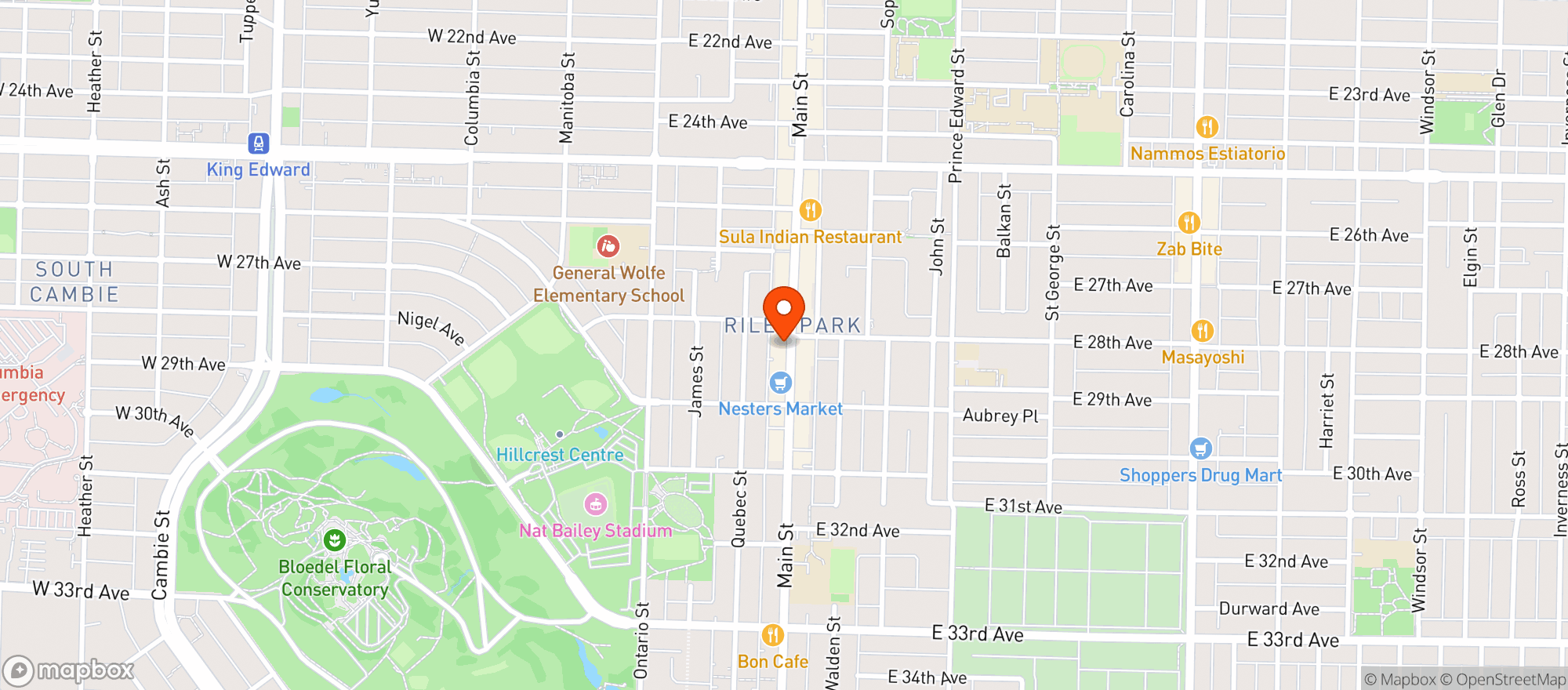 Map showing BCLIQUOR 28Th & Main