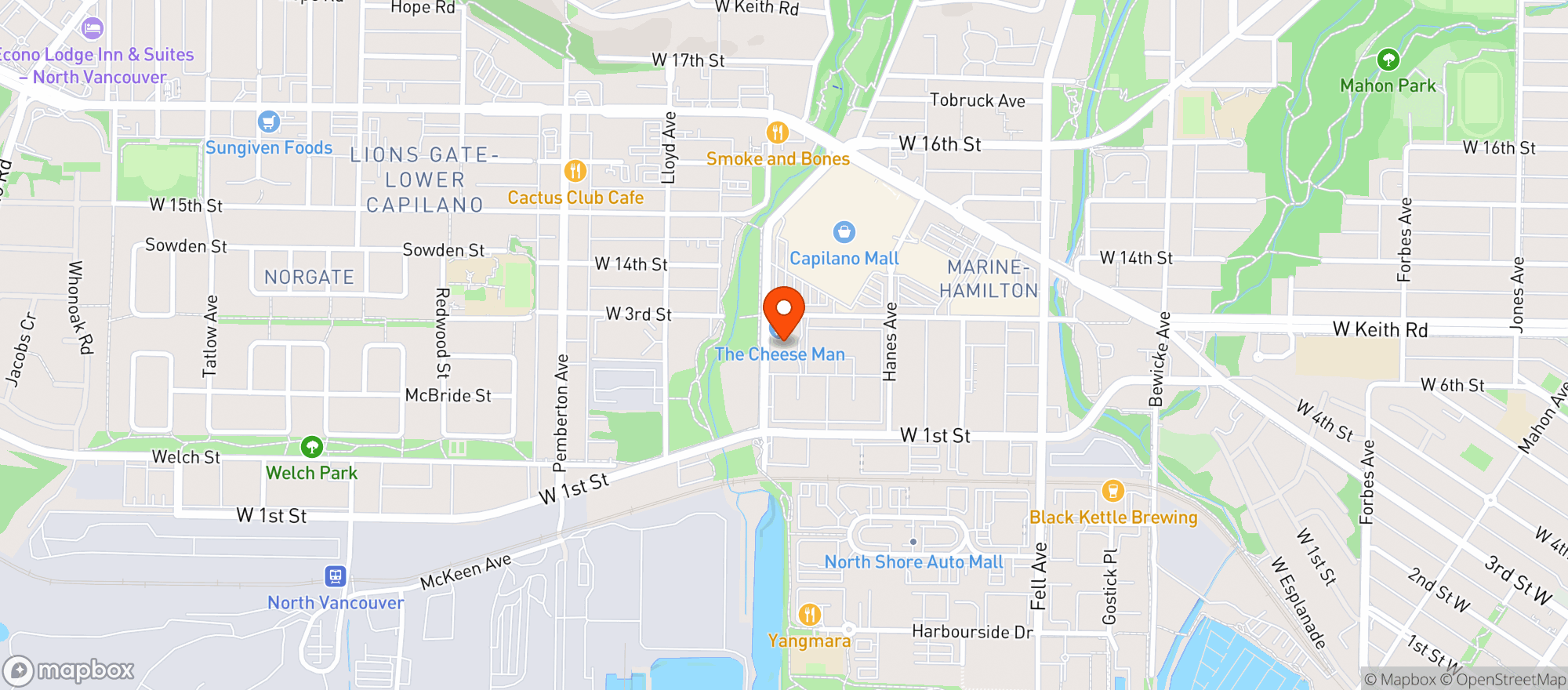 Map showing Bon Vivant Catering & Events, Commissary Kitchen