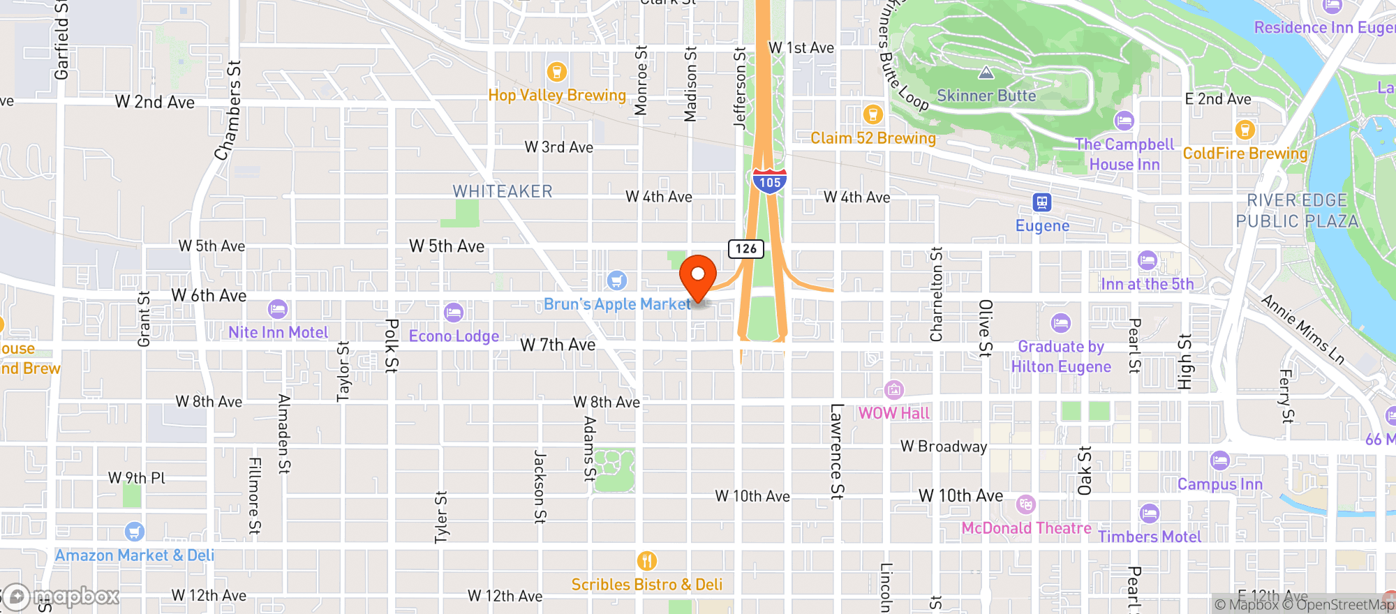 Map showing Nectar - Eugene