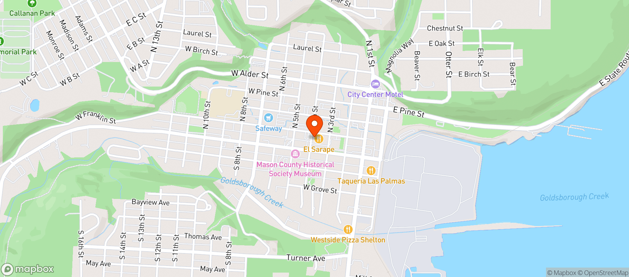 Map showing Shelton Liquor & Wine