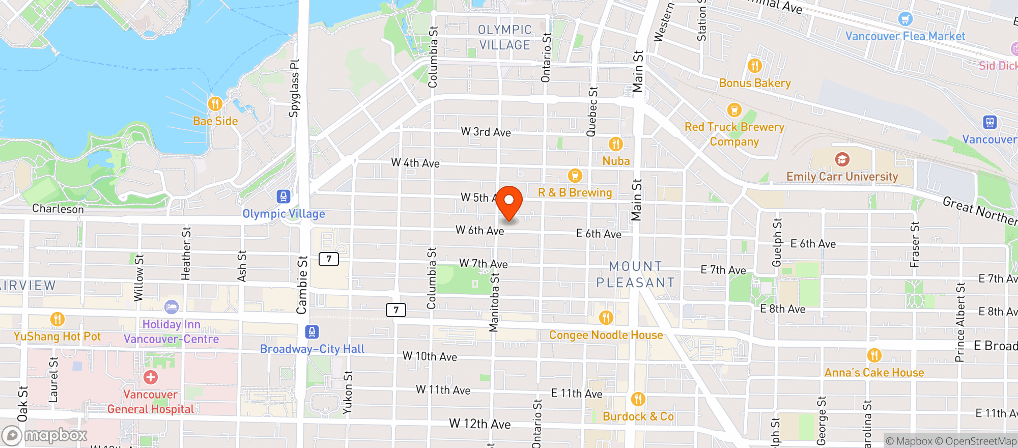Map showing Mount Pleasant Vintage and Provisions