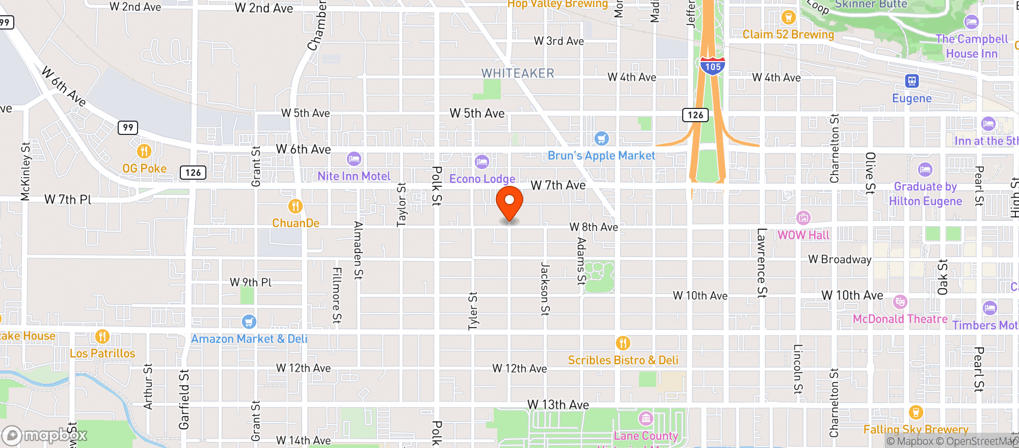 Map showing New Frontier Market - Eugene