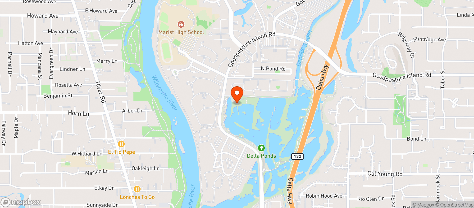 Map showing Delta Ponds