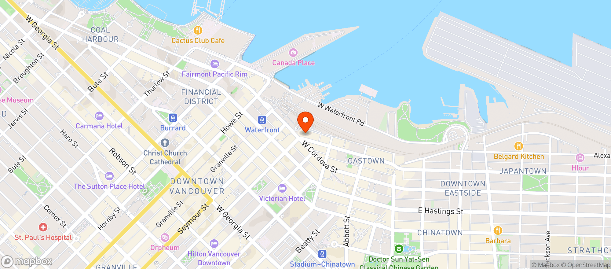 Map showing Steamworks Brewpub