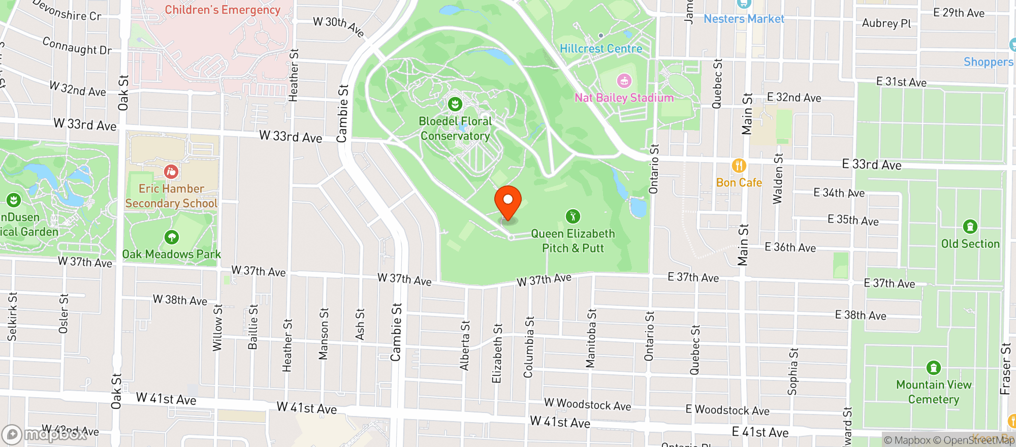 Map showing Queen Elizabeth Pitch & Putt