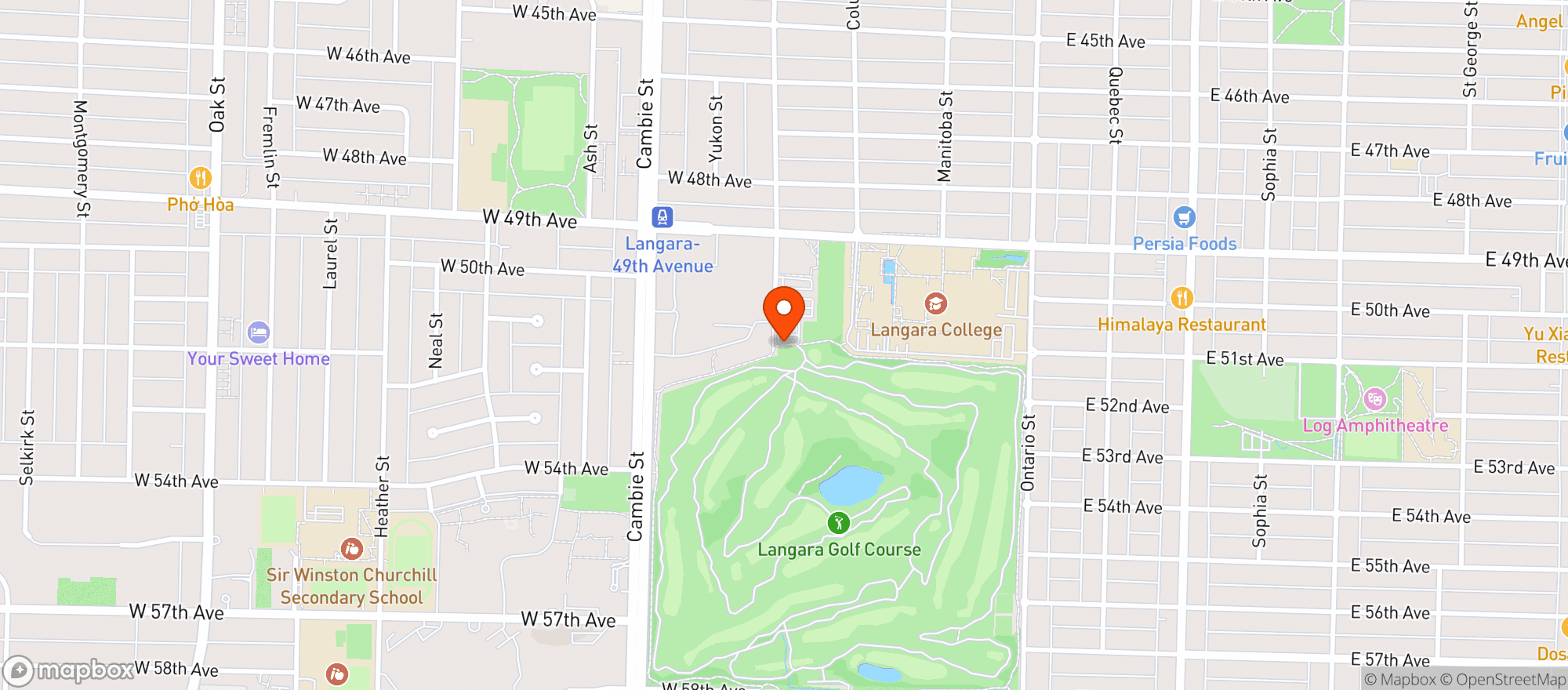 Map showing Langara Golf Course