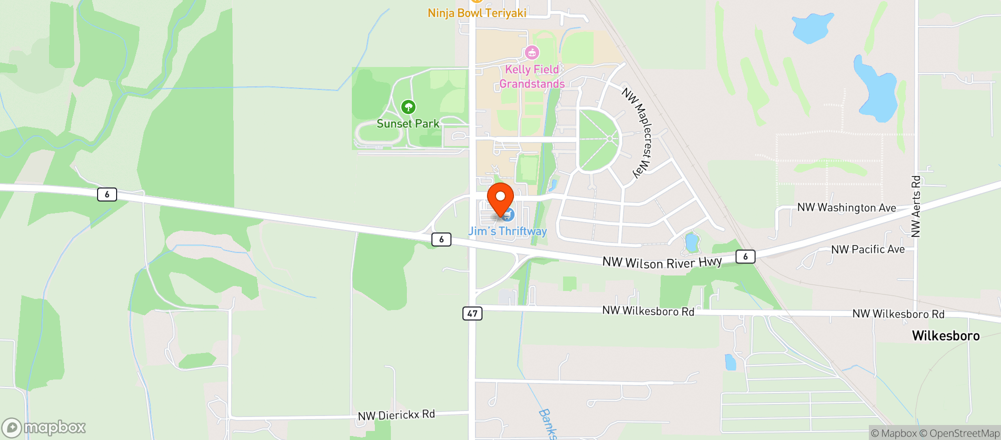 Map showing Jim’s Supermarket