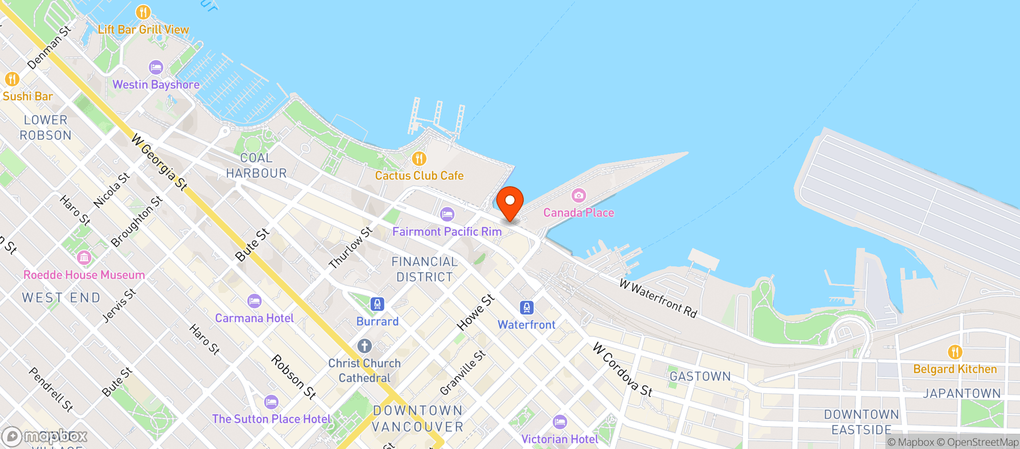Map showing Pan Pacific Hotel
