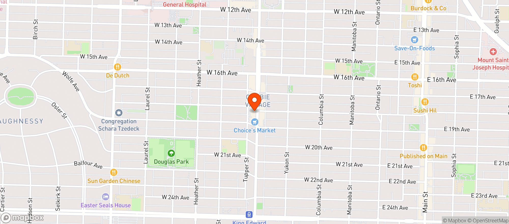 Map showing CHOICES MARKET CAMBIE