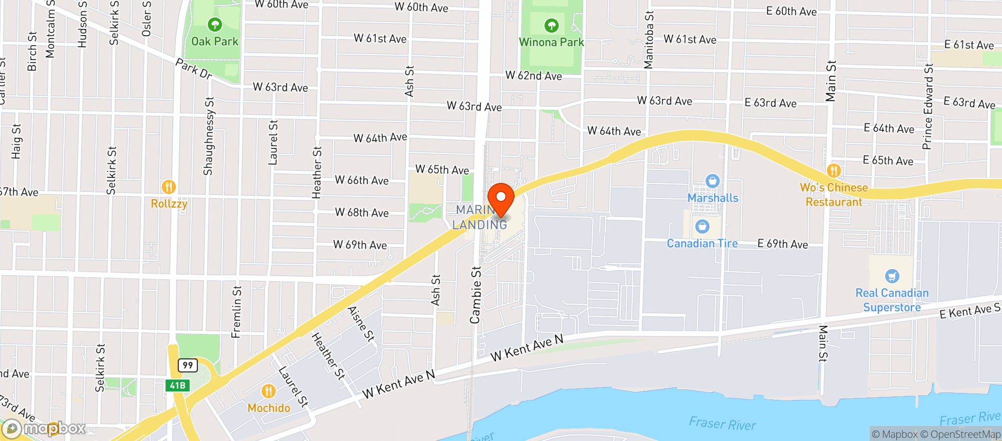 Map showing Marine Gateway Liquor Store