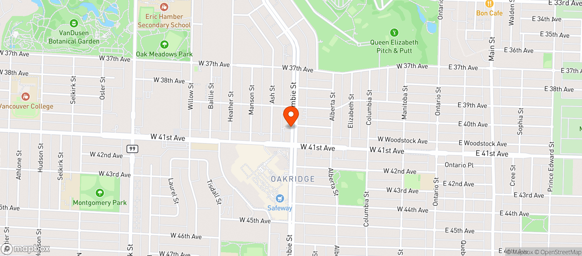 Map showing Bcliquor 39th & Cambie