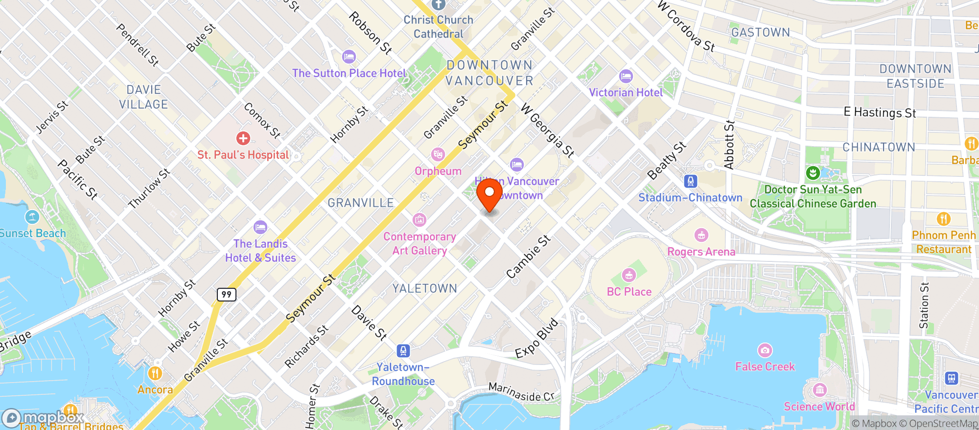 Map showing Homer St. Cafe And Bar