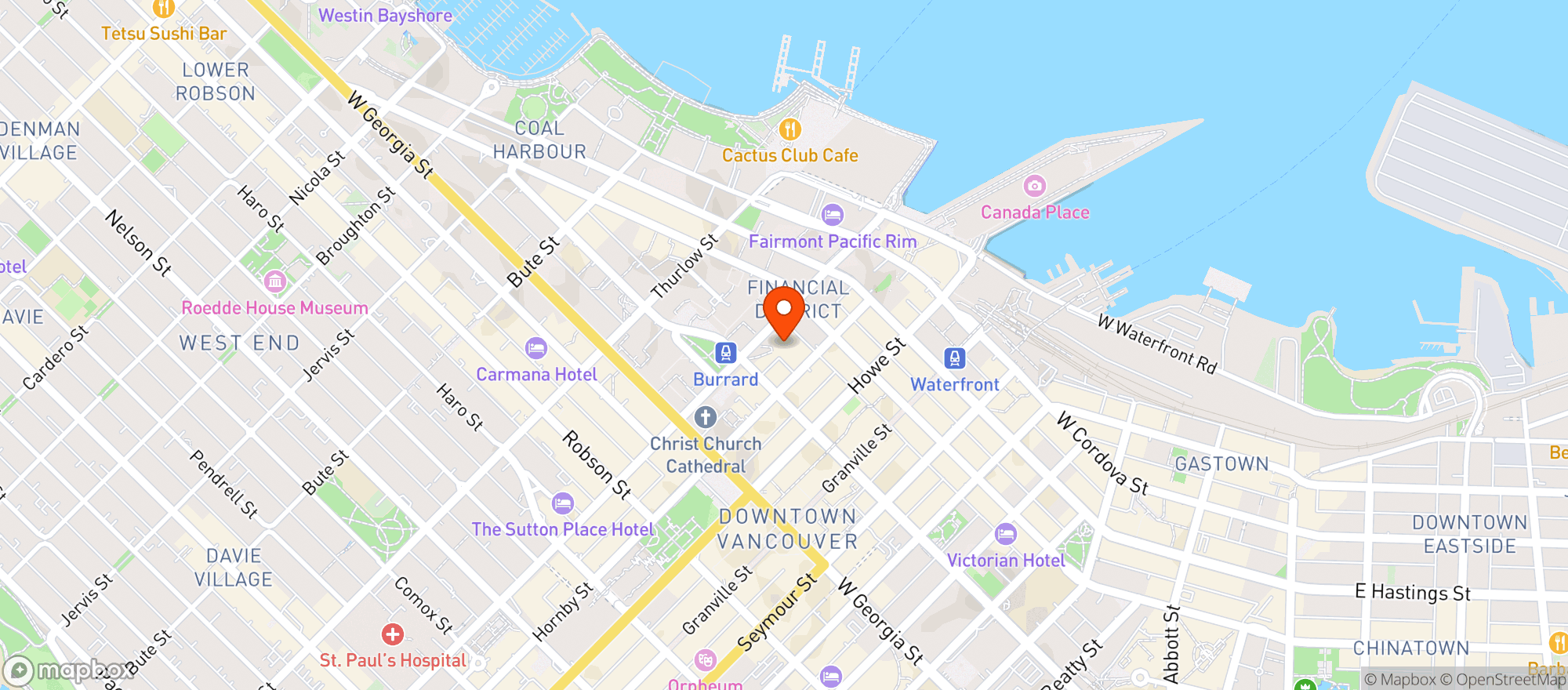 Map showing Cactus Club Cafe