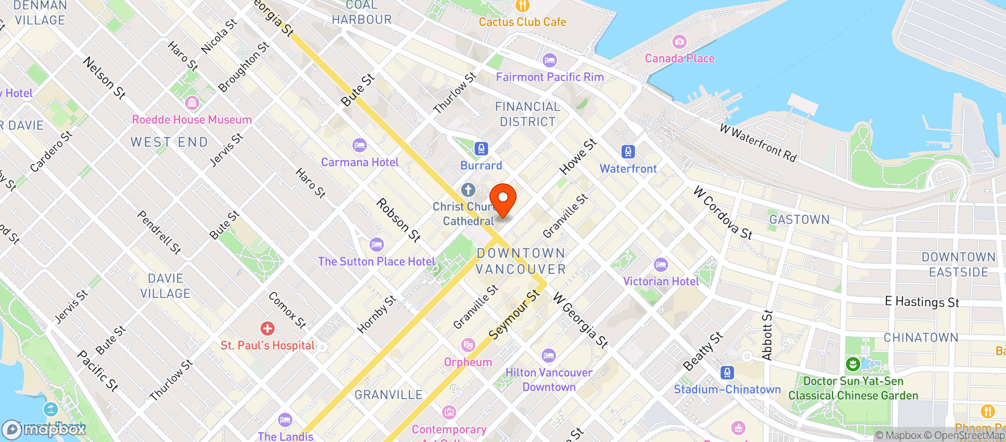 Map showing Prophecy Hotel Georgia