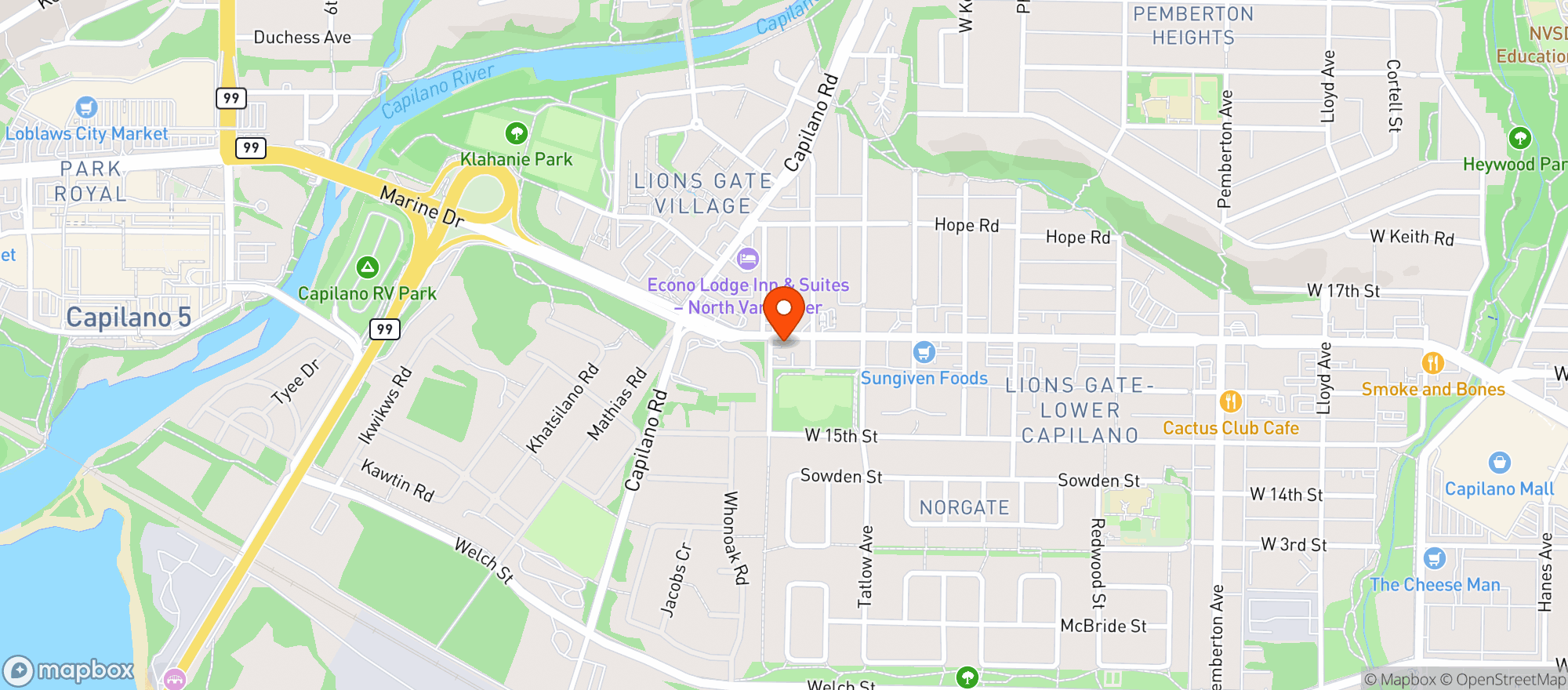 Map showing North Shore Liquor Store